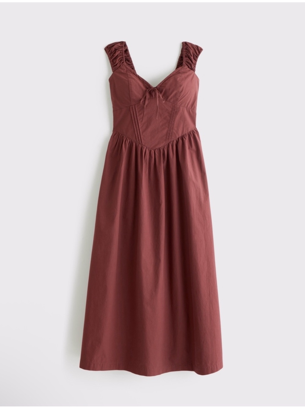 NWT ABERCROMBIE & FITCH 100% Cotton Bra-Free Cap Sleeve Dipped Waist Midi Dress - Picture 2 of 3